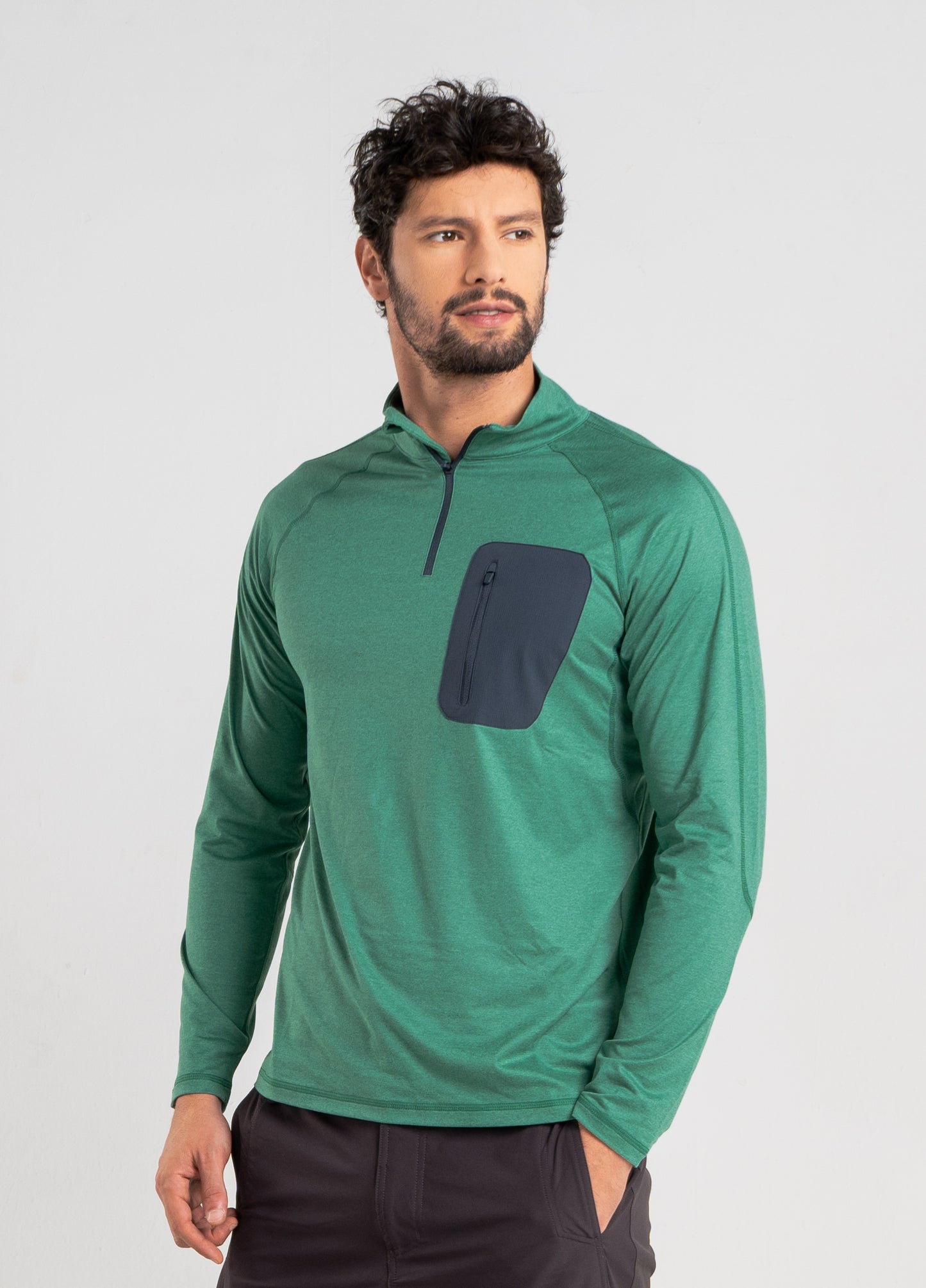 Polera Hombre Manga Larga Cosmic Verde