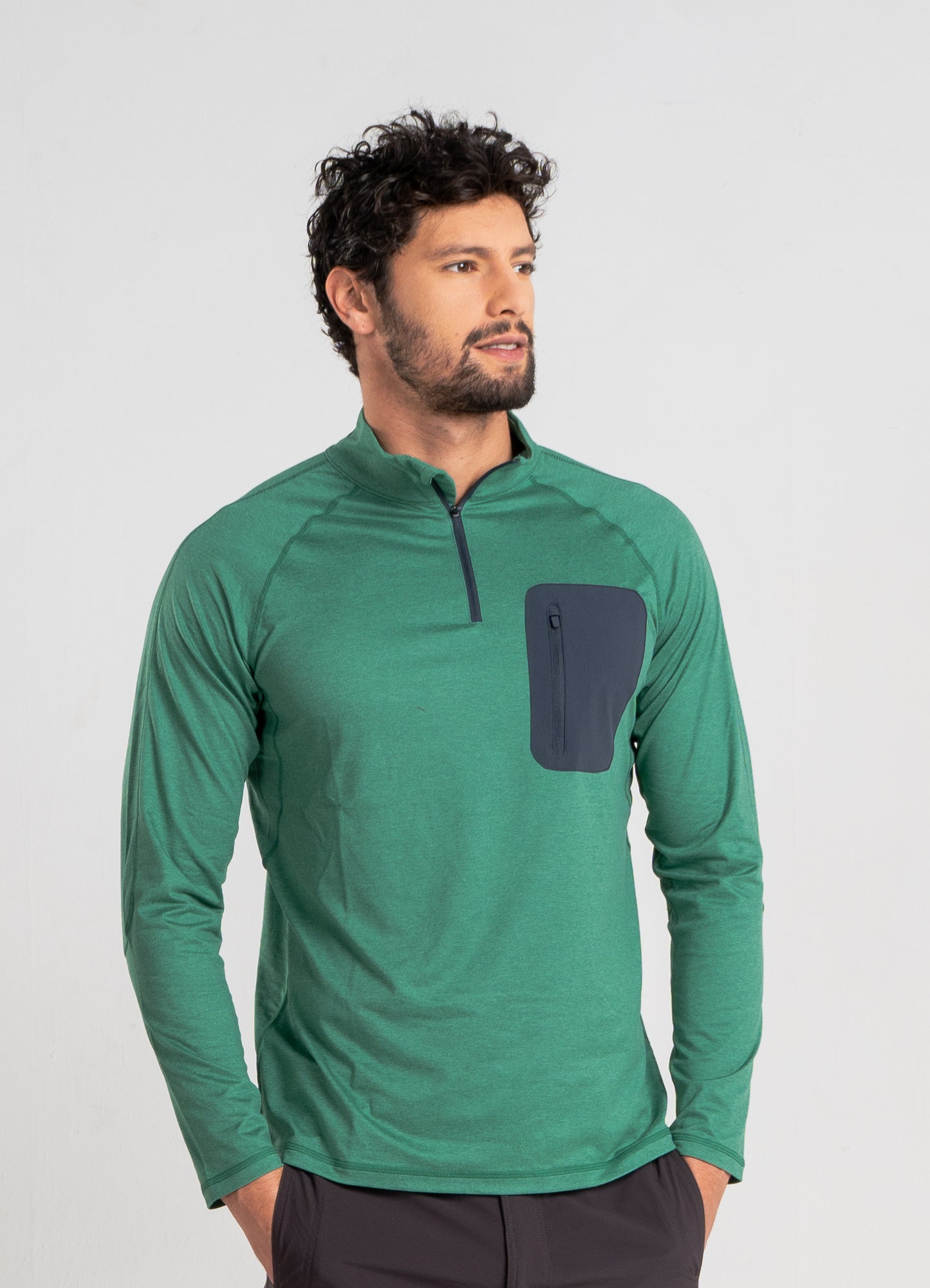 Polera Hombre Manga Larga Cosmic Verde