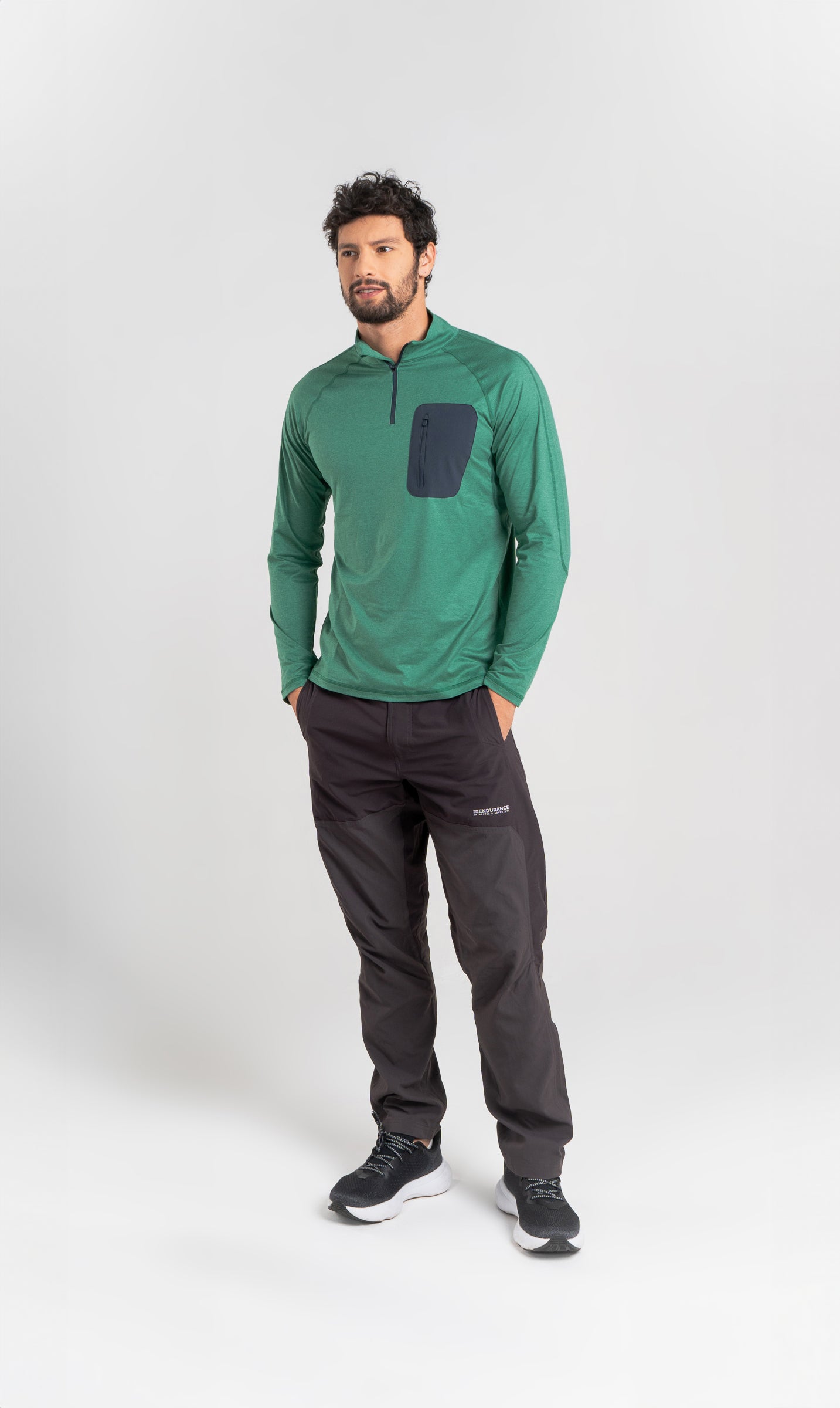 Polera Hombre Manga Larga Cosmic Verde