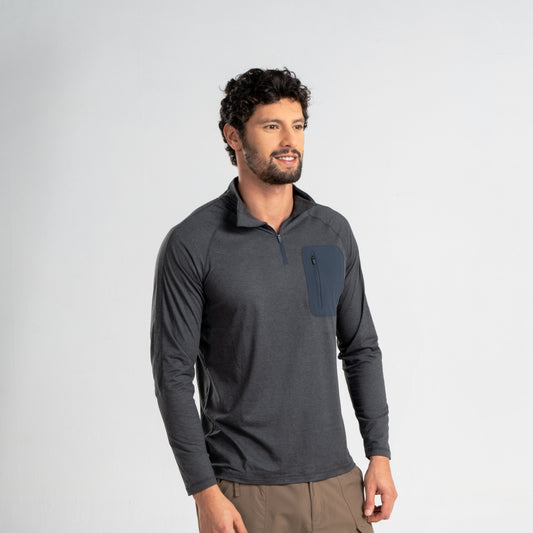 Polera Hombre Manga Larga Cosmic Gris